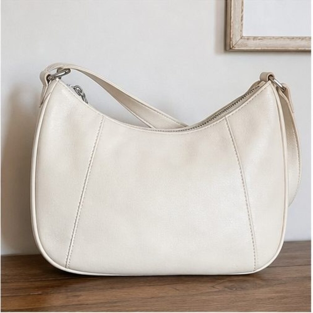 Cream Zip Crossbody Bag
